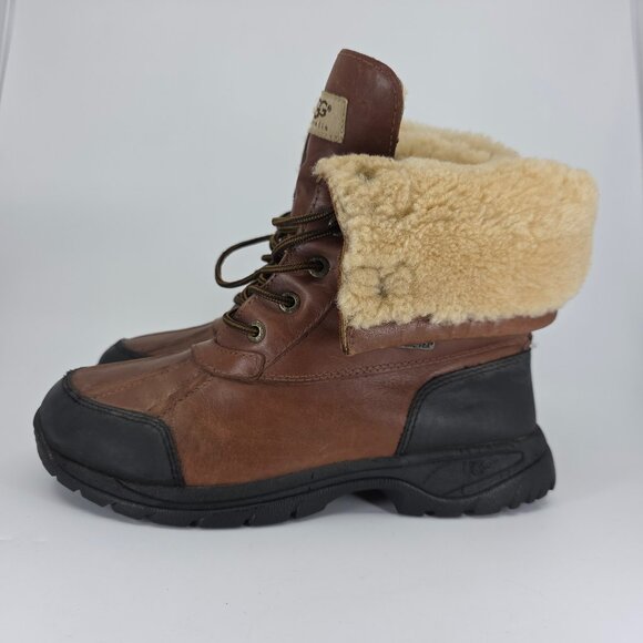 UGG Australia Butte Waterproof Vibram Leather Winter Boots Brown Size 5 Gore-Tex - Picture 1 of 12